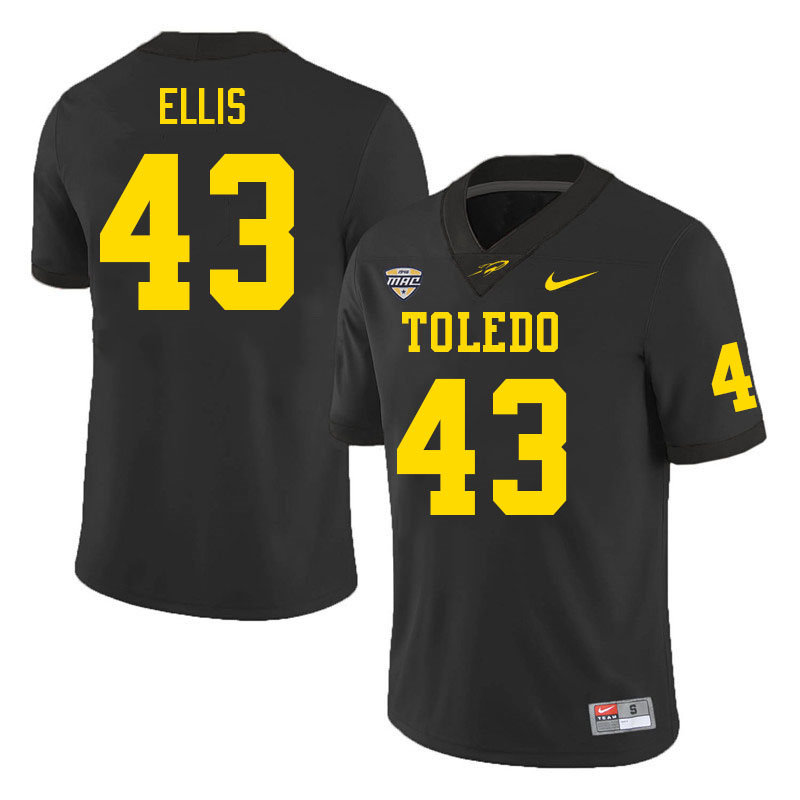 Toledo Rockets #43 Sawiaha Ellis College Football Jerseys Stitched Sale-Black